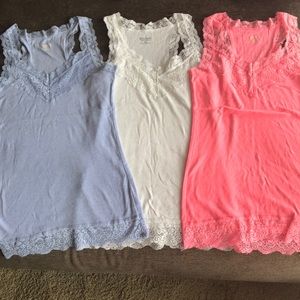 Lot of 3 size small cotton and lace cami’s NWOT